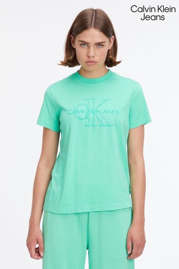 Calvin Klein Jeans Green Embroidered Monologo T-Shirt (218391) | £55