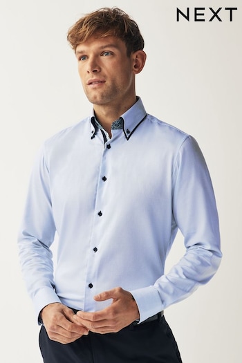 Light Blue Regular Fit Single Cuff Trimmed Double Collar Shirt (218518) | £30