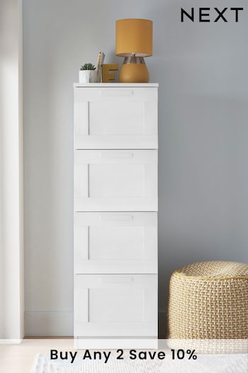 White Flynn 4 Drawer Tall Chest of Drawers (219413) | £199
