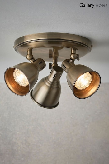 Gallery Home Antique Brass Orilla 3 Bulb Round Ceiling Light (219549) | £58