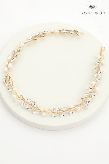 Ivory & Co Gold Bohemia Crystal And Pearl Hair Vine (219765) | £45