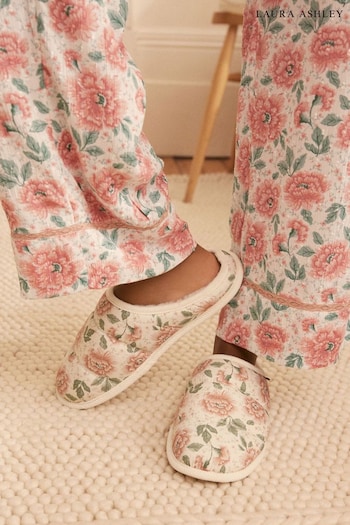 Laura Ashley Cream Wild Roses Print Quilted Mule Slippers (219880) | £16