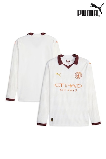 Puma White Manchester City Away Long Sleeve Shirt 2023-24 (220566) | £80