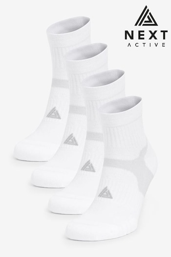 White Mid Active Cushioned Sports Trainer Socks 4 Pack (220637) | £12