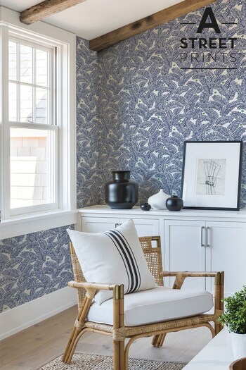 A Street Navy Athina Leaf Wallpaper (220827) | £34