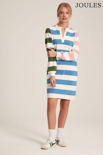 Joules Sophia Multi Striped Cotton Rugby Shirt Dress (221134) | £59.95