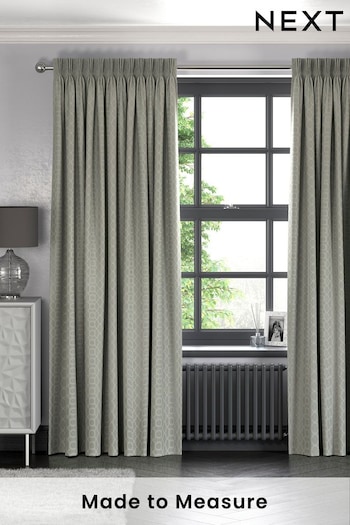 Light Grey Woven Geo Made To Measure Curtains (221187) | £100