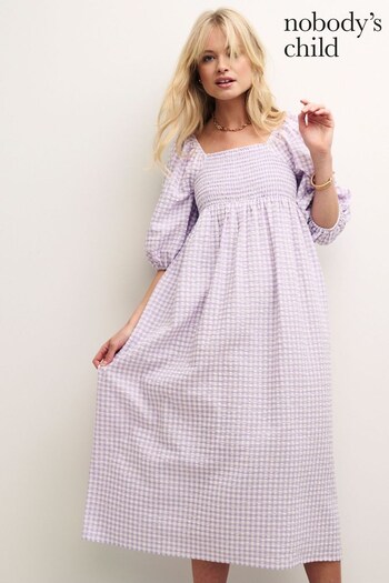 Nobodys Child Lilac Purple Gingham Kylie Midi Dress (222138) | £69