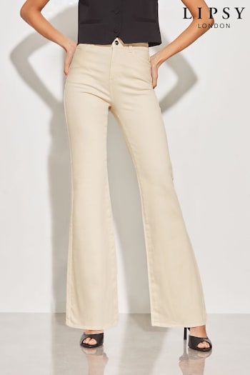 Lipsy Ecru layered High Waist Slim Flare Jeans (222578) | £50