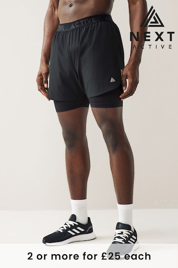 Black 2-In-1 With Legging Active Gym & Running Shorts (222791) | £26