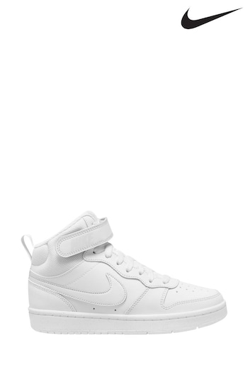 Nike White Youth Court Borough Mid Trainers (222820) | £48