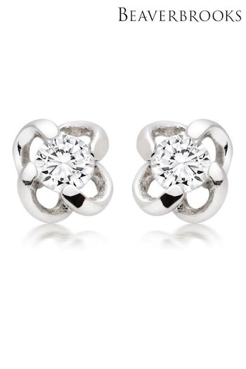 Beaverbrooks Sterling Silver Cubic Zirconia Twist Stud Earrings (222835) | £25