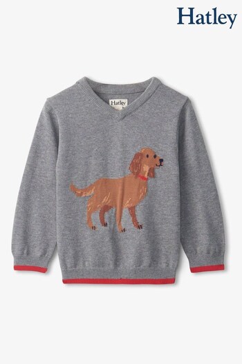 Hatley Grey The Pups V-Neck Sweater (222863) | £30