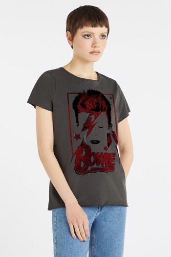 Amplified Grey David Bowie Aladdin Sane Ladies T-Shirt (223041) | £25