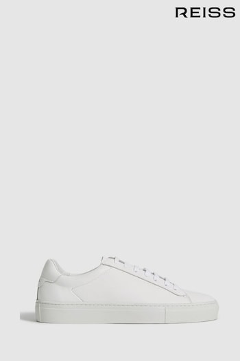 Reiss White Finley Lace Up Leather Trainers (223173) | £128