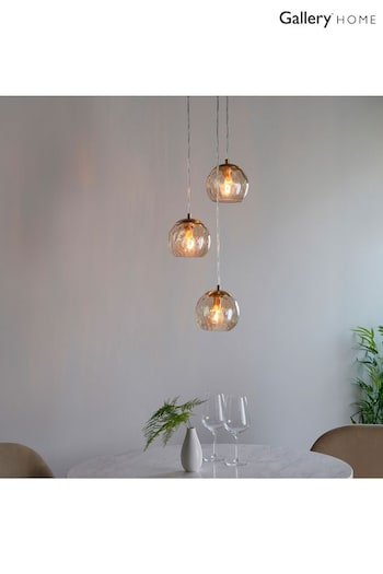 Gallery Home Satin Brass Dilan 3 Bulb Pendant Ceiling Light (223395) | £110
