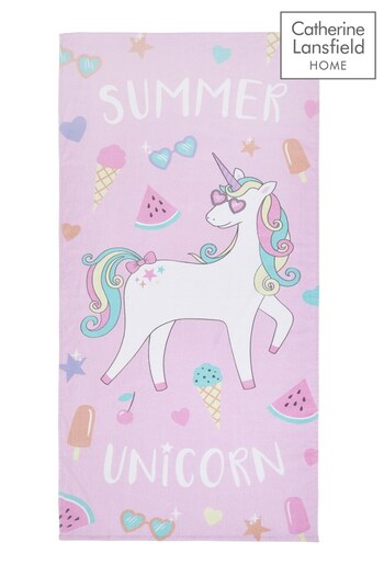 Catherine Lansfield Pink Summer Unicorn Towel (223723) | £10
