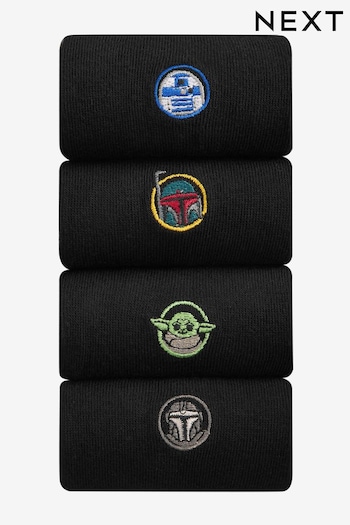 Black 4 Pack Star Wars Mandalorian Embroidered Socks (223779) | £16
