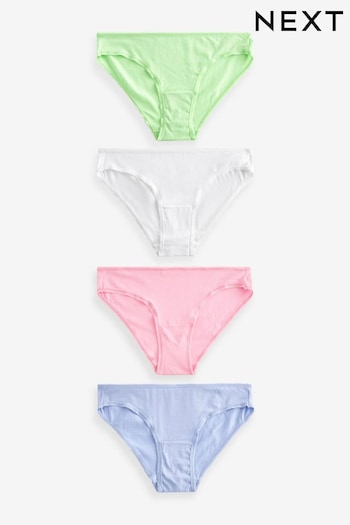 Pink/Lilac/Green/White Bikini Cotton Rich Knickers 4 Pack (223893) | £9