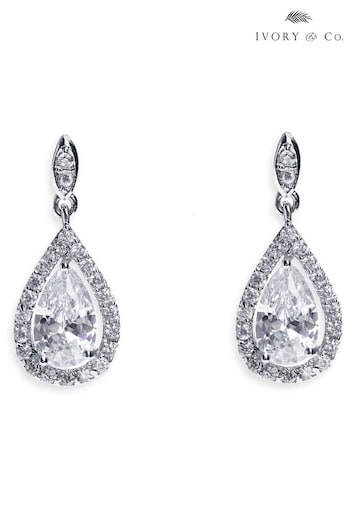 Ivory & Co Rhodium Belmont And Crystal Teardrop Earring (224087) | £35