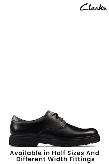 Clarks Black multi fit Leather Loxham Derby Youth Shoes (224164) | £52 - £56