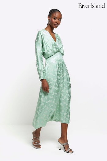 River Island Green Twist Midi Dress (224326) | £60