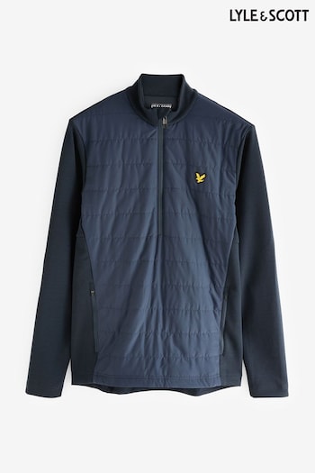 Lyle & Scott Navy Blue Baffle Quilted Zip Through Sweatshirt (224514) | £120