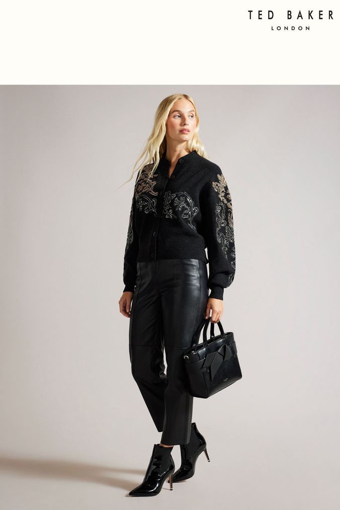 Ted baker black 2025 bag with gold bow