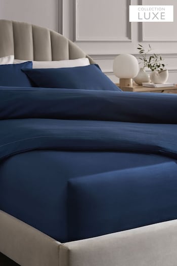 Navy 300 Thread Count Collection Luxe Extra Deep Fitted Sheet (225137) | £25 - £40