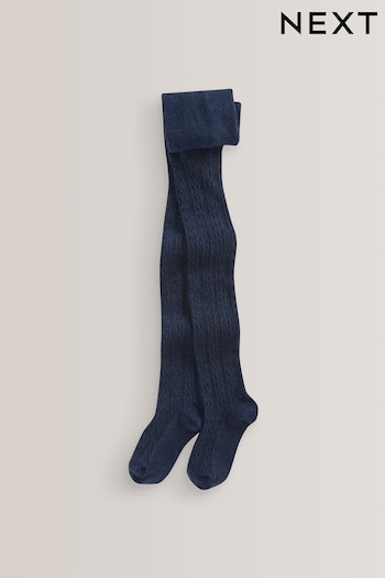 Navy Cotton Rich Cable Tights (225362) | £5 - £7