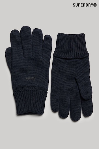 Superdry Blue Knitted Logo Gloves (225469) | £18