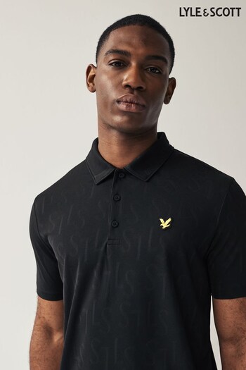 Lyle & Scott Monogram Jacquard Black Polo Shirt (225891) | £70