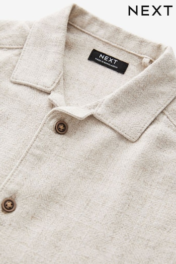 Neutral Short Sleeve Revere Collar Linen Shirt (3mths-7yrs) (226052) | £10 - £12