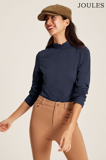 Joules Amy Navy Long Sleeve High Neck Jersey Top (226074) | £29.95