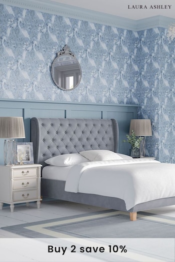 Laura Ashley Hayden Velvet Steel Grey Chatsworth Bed Upholstered (226272) | £650 - £850