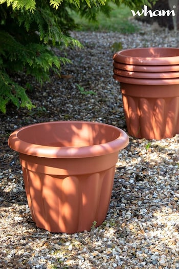Wham Set of 5 Brown Garden Vista 33cm Plastic Round Planters (226925) | £18