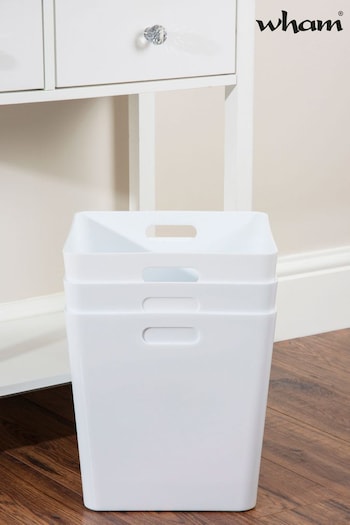 Wham Set of 3 White Large Cube Plastic Storage Baskets (227151) | £27