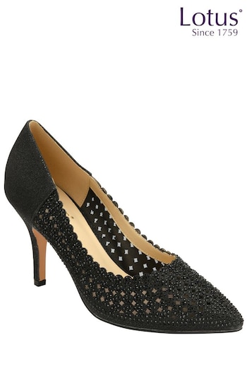 Lotus Black Stiletto-Heel Pointed Toe Court Shoes (227500) | £70