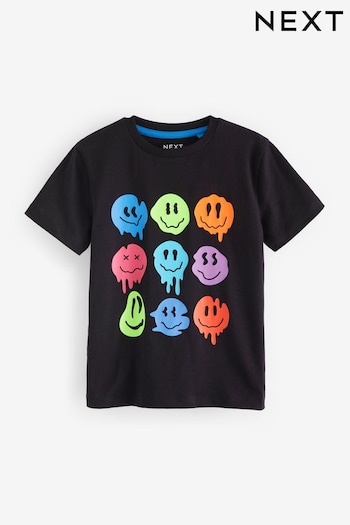 Black Smile Short Sleeve Graphic T-Shirt (3-16yrs) (227716) | £4 - £7