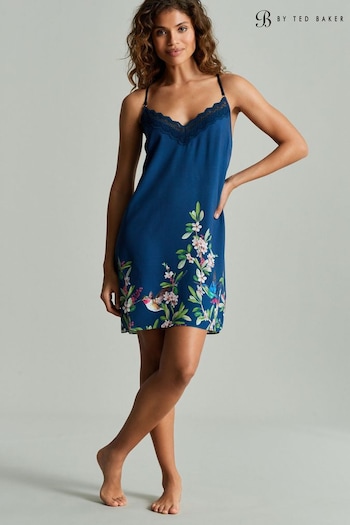 B by Ted Baker Navy Charcoal Bird Viscose Lace Slip (227793) | £36