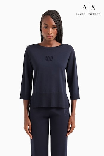 Armani con Exchange Navy Logo Knitted Jumper (227845) | £130