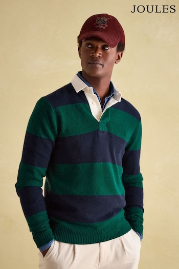 Joules Seymour Green/Navy Knitted Rugby Shirt (227973) | £69.95