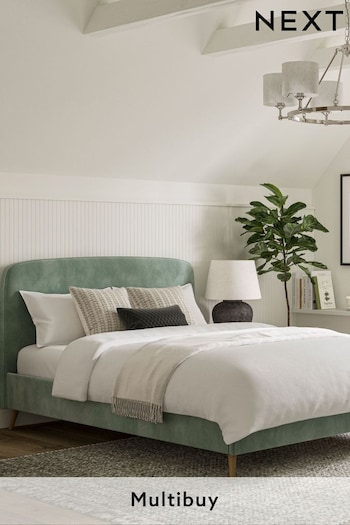Soft Velvet Mineral Green Matson Upholstered Bed Bed Frame (228111) | £325 - £425