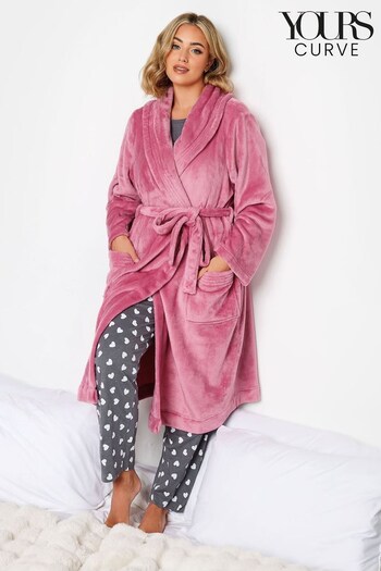 Yours Curve Pink Stitch Detail Shawl Collar Robe (228533) | £22