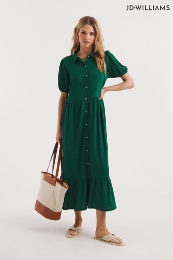 JD Williams Green Textured Jersey Midi Shirt Dress (228712) | £36