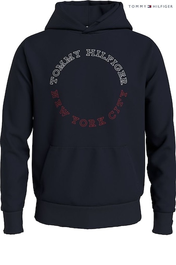 Tommy Hilfiger Blue Big & Tall Round Logo Hoodie (229114) | £90