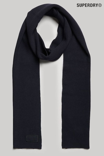 Superdry Blue Knitted Logo Scarf (229707) | £30