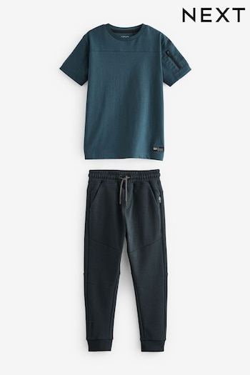 Blue Utility Short Sleeve T-Shirt And Joggers Set (3-16yrs) (230042) | £20 - £28