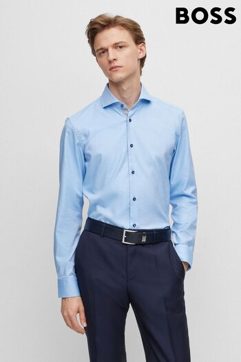 BOSS Blue Stretch Cotton Twill Easy Iron Long Sleeve Shirt (230163) | £99