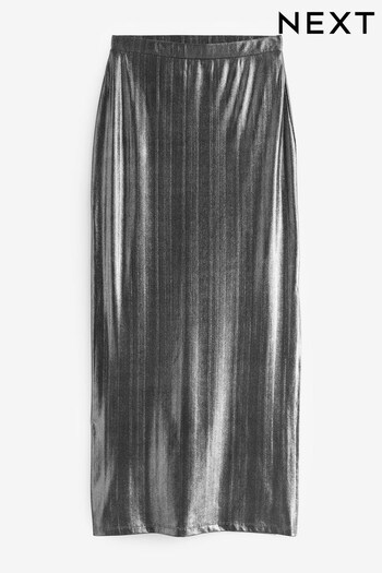 Silver Metallic Column Midi Skirt (230285) | £38